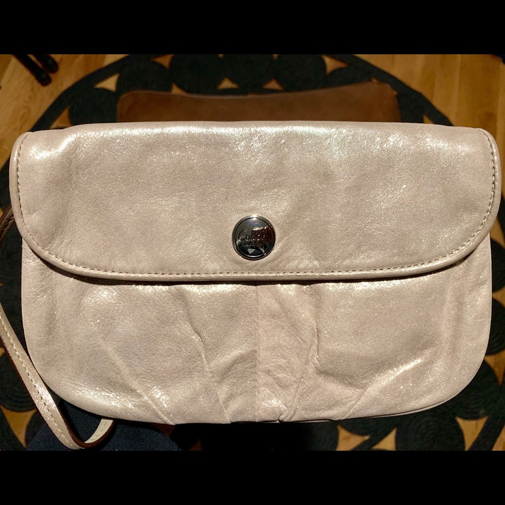 Metallic suede gold Fancy Large Wristlet